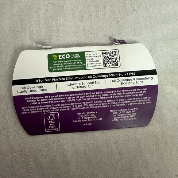 Fit For Me Fruit Of The Loom Plus Size Silky Smooth T Shirt Bra Plum 42G - Picture 6 of 7